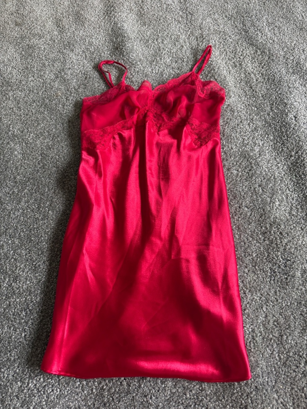 Victoria's Secret Red Satin Lace Chemise